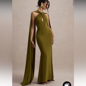 Elegant Olive Green Evening Gown CLUB L LONDON